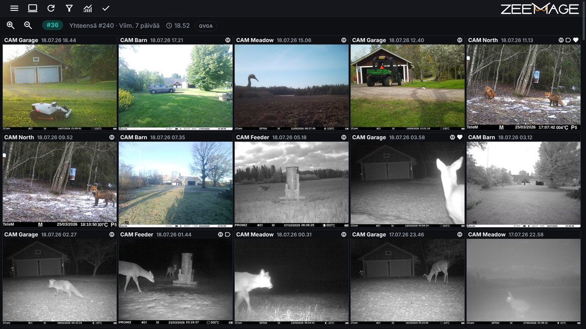 Gallery of camera images with search and filters