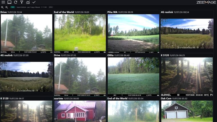 Gallery of camera images with search and filters